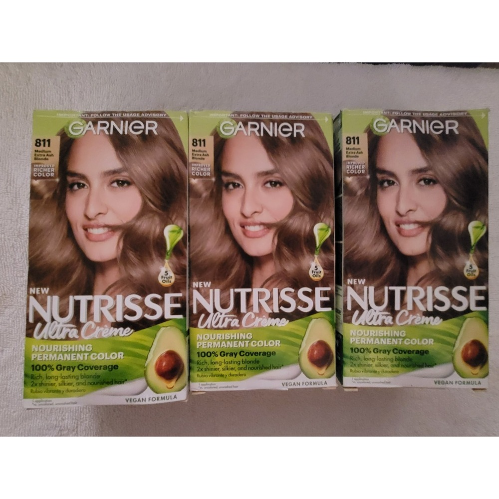3 Garnier Nutrisse Ultra Creme - 811 Medium Extra Ash Blonde, Frozen Mochaccino